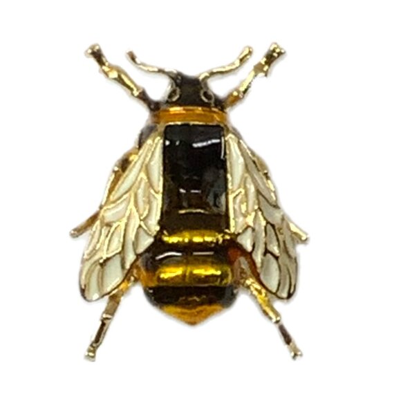 Large Enamel Gold Tone Bee Insect Brooch Pin Vintage Look - Picture 2 of 5